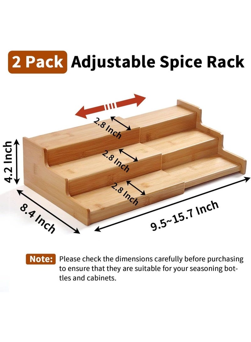Arabest 2 Pack Bamboo Spice Organization for Cabinet, Cabinet Spice Organizer, 3-Tier Spice Rack Organizer for Cabinet, Kitchen Seasoning Organizer & Seasoning Rack - Image 4